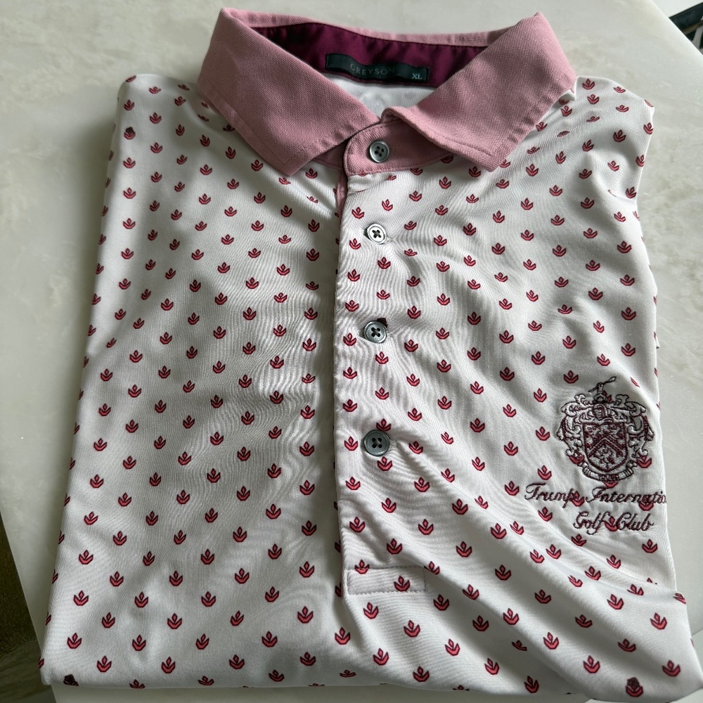 Man’s Greyson Golf shirt, XL, with Trump International Golf Club logo on front